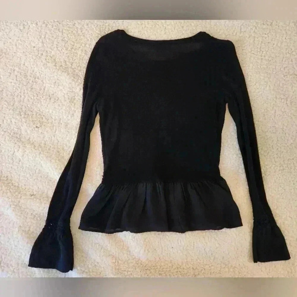 White House Black Market Black Bell Sleeve Peplum Top, size xs - Picture 9 of 11